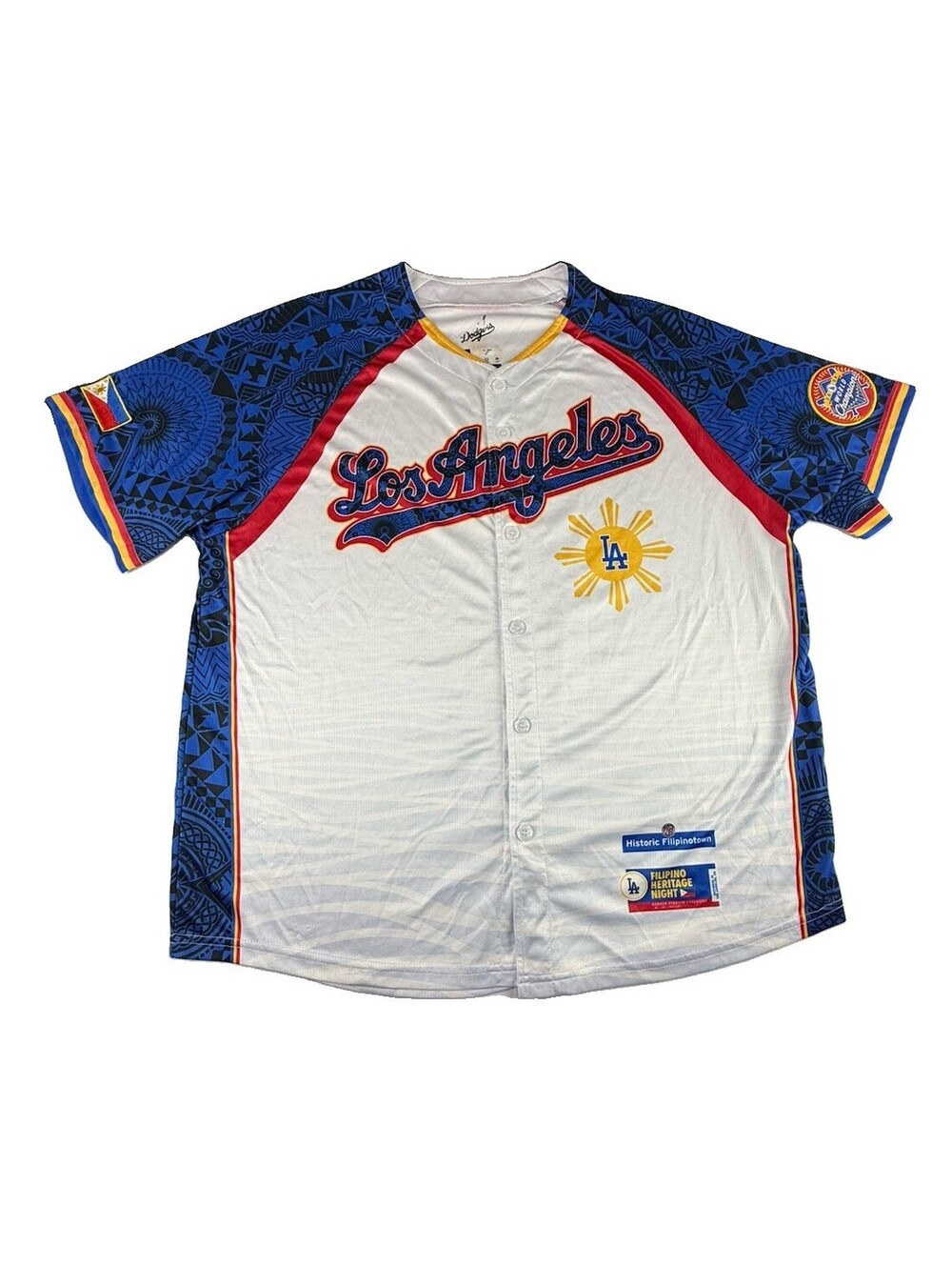 LA Dodgers Filipino Heritage Night Jersey Mens XL SGA 2024 World Champions Flag